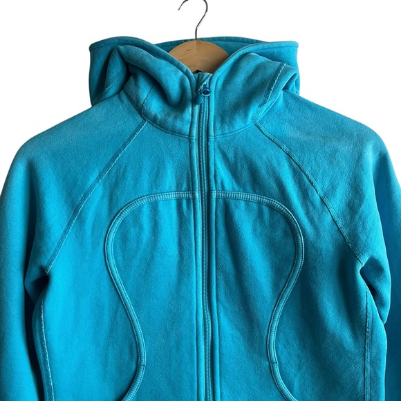 Lululemon Scuba Hoodie Full Zip Cotton Fleece Teal Blue Size 6 - Picture 3 of 13